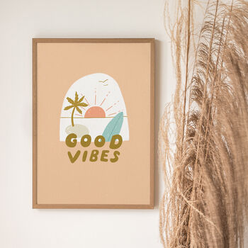 'Good Vibes' Graphic Beach Print, 4 of 6