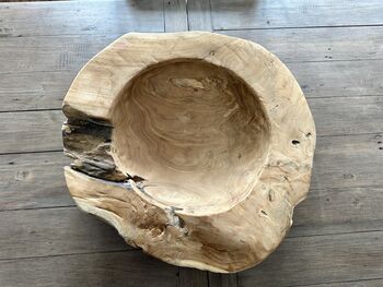 Heavy Large 50cm Teak Root Wooden Heavy Fruit And Nut Bowl 6kg, 10 of 12