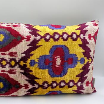 Oblong Ikat Velvet Cushion Ottoman Classic, 9 of 9
