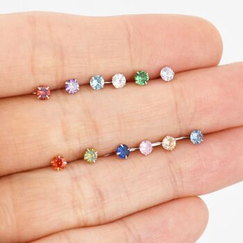 Sterling Silver February Birthstone Amethyst Cz Stud Earrings, 2 of 12