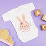 Personalised First Easter Rabbit Bodysuit Pink Or Grey, thumbnail 6 of 8