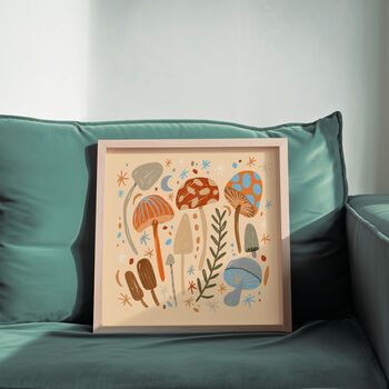 Mushroom Print, Fungi In Orange Colours, 4 of 6