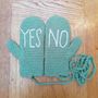 Handmade Yes No Embroidered Mittens, thumbnail 6 of 8