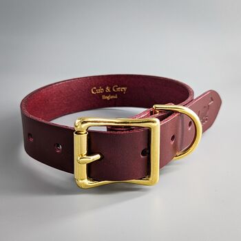 Luxury Leather Dog Collar And Matching Lead Set Burgundy, 2 of 12