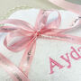 Personalised White Hooded Baby Towel With Grey Trim, thumbnail 3 of 7