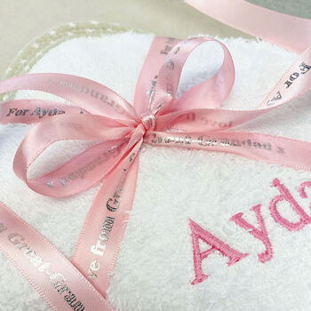 Personalised White Hooded Baby Towel With Grey Trim, 3 of 7