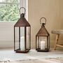 Tall Antique Copper Candle Lantern Two Sizes, thumbnail 2 of 12