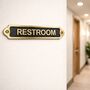 Classic Brass Restroom Door Plaque With Black Finish, thumbnail 3 of 6