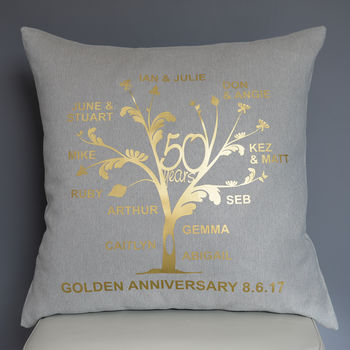 Metallic Golden Anniversary Family Tree Cushion, 6 of 12
