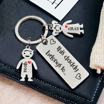 Personalised Rectangle Keyring, Custom Made Keyring For Daddy, Mummy, Grandad Or Grandma, 2 of 11