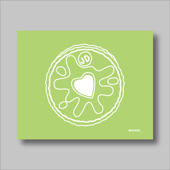Custard Cream, Jammie Dodger, Bourbon And Digestive Biscuits Set Of Four Green Prints, 2 of 10