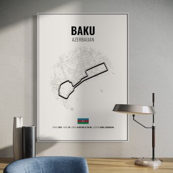 Baku F1 Track Print White F1 Gift, Father's Day Gifts, 2 of 2