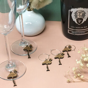 Personalised Party Flamingo Wine Glass Charms, 12 of 12