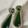 Geometric Resin Emerald Green Dangle Statement Earrings, thumbnail 3 of 4