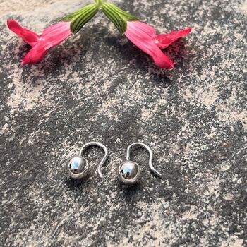Classic Ball Drop Earrings Small Or Medium Sterling Silver, 2 of 7