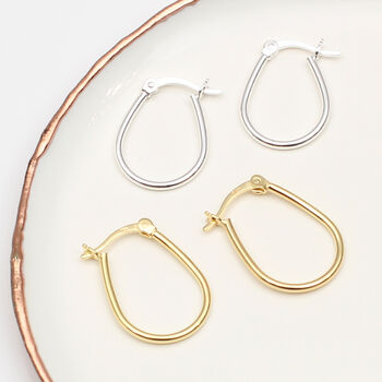 18ct Gold Plated Or Silver Oval Hoop Earrings, 2 of 6