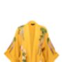 Wisteria And Chrysanthemum Mustard Embroidered Short Kimono, thumbnail 7 of 8