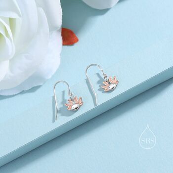 Sterling Silver Axolotl Drop Hook Earrings, 2 of 12