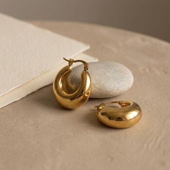 Chunky U Shape Hoops Gold Non Tarnish Waterproof, 2 of 10
