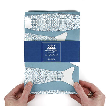 'Ocean Shoal' Grey Blue Pure Cotton Tea Towel, 9 of 12