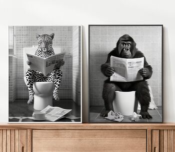 Cheetah On Toilet Funny Animal Print, 3 of 3
