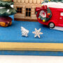 Sterling Silver Snowflake And Christmas Tree Mismatched Earrings, thumbnail 2 of 10