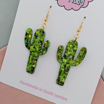 Cactus Glitter Earrings, 3 of 4