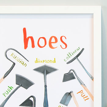'Hoes' Illustrated Garden Art Print, 2 of 2