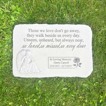 Personalised Large Angel Garden Memorial Stone 38cm X 27cm, 3 of 9