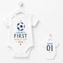 Personalised First World Cup Babygrow / Baby Bodysuit Football, thumbnail 4 of 4