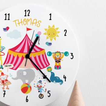 Circus Themed Personalised Funfair Bedroom Clock, 2 of 5