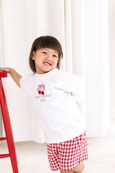 Personalised Cherry 'Two Sweet' Second Birthday T Shirt, 5 of 8