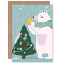 Polar Tree Star Cute Bear Christmas Card, thumbnail 1 of 4