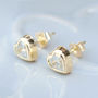 9ct Gold Bezel Set Cubic Zirconia Heart Earrings, thumbnail 1 of 3