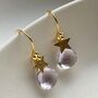Aaa Pink Amethyst And Star Drop Earrings, thumbnail 3 of 9