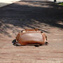 Military Style Genuine Leather Backpack In Tan, thumbnail 10 of 12