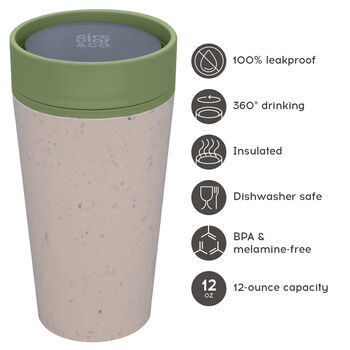 Leak Proof Reusable Cup 12oz Cream And Honest Green, 2 of 5
