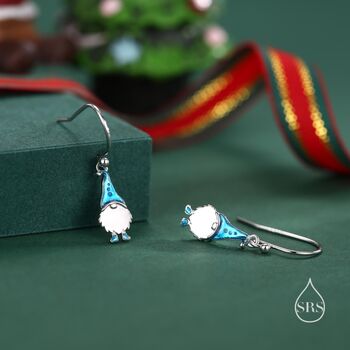 Sterling Silver Tiny Gnome Drop Hook Earrings, 4 of 10