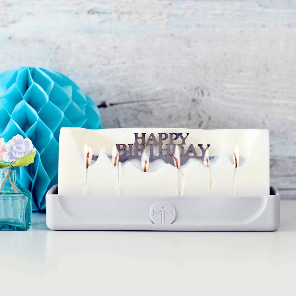 'happy birthday' hidden message candle by melting messages