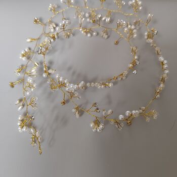 Bridal Hair Hair Vine – Gold/Silver Pearl Hair Accessories, 7 of 9