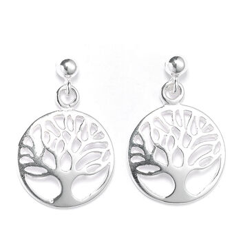 Sterling Silver Circle Tree Of Life Earrings, 4 of 7