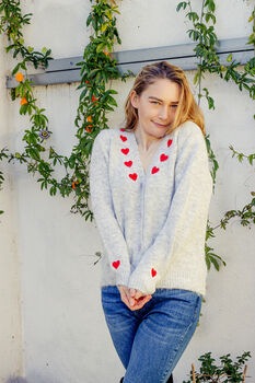 Grey Heart Embroidered Cardigan, 3 of 7