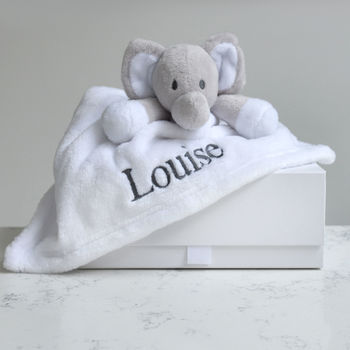 Personalised White Elephant Baby Comforter, 4 of 11