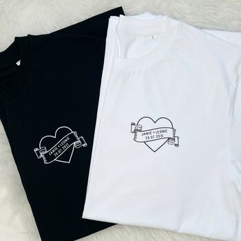 Lovers Tattoo Style T Shirt Personalised With Date, 5 of 5