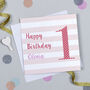Candy Stripe 1st Birthday Card, thumbnail 7 of 7