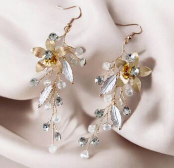 Metallic Flower Drop Earrings, 3 of 3