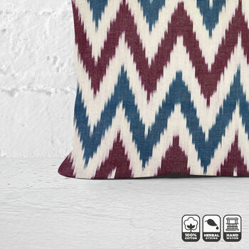 Zig Zag And Striped Handwoven Ikat Cushion Cover, 7 of 8