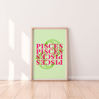 Pisces Zodiac Typography Print, 3 of 6