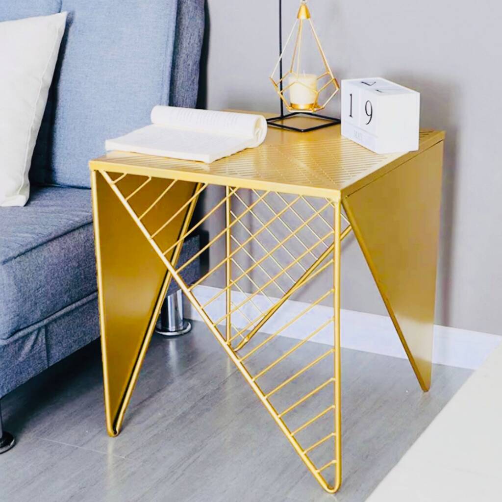 Gold Magazine Rack Table By Ace & Luster