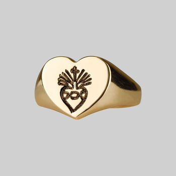 Sacred Heart Signet Ring Gold Or Silver, 5 of 6